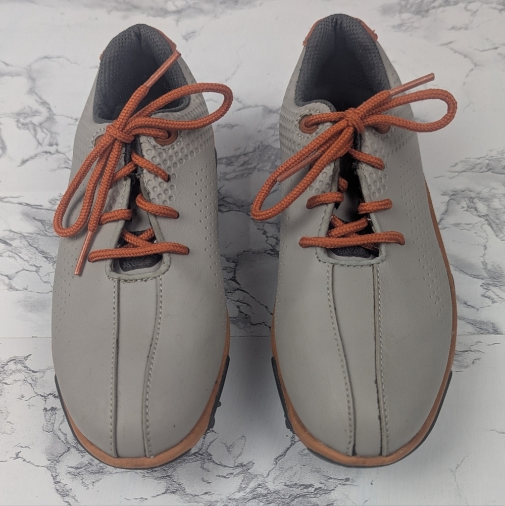 FootJoy Size 1M YOUTH Gray/Orange Gold Shoes #45069